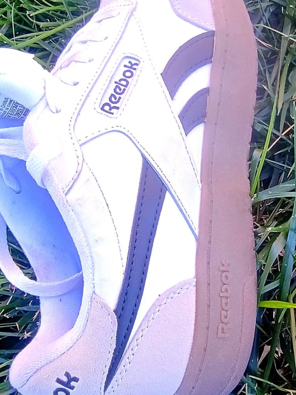 Reebok Club C 85 White Navy Stripe Sneakers Sz 8.5